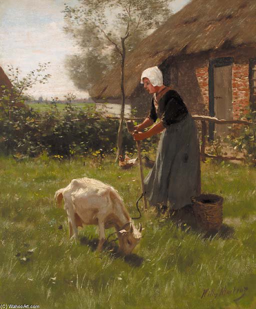 A Farmer's Wife Tending To The Livestock — Willy Martens