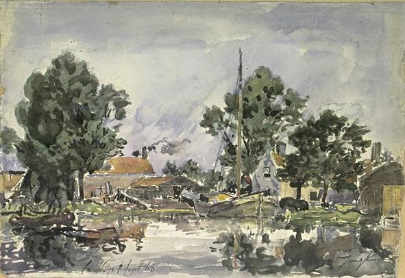 View On The Banks Of A Canal In The Hague — Johan Barthold Jongkind