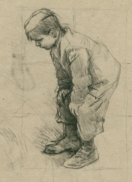 Study Of The Figure Of A Small Boy For 'boys Making A Fire' — Sir George Clausen