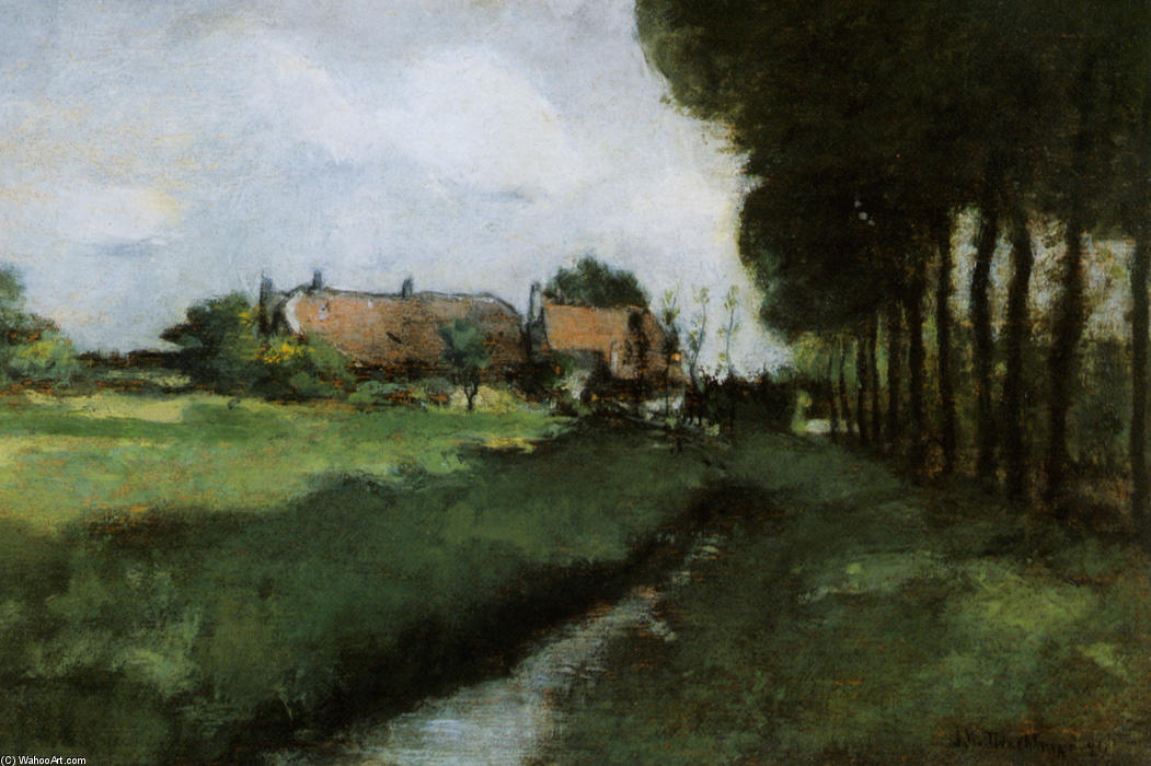 Landscape With Houses And Stream — John Henry Twachtman