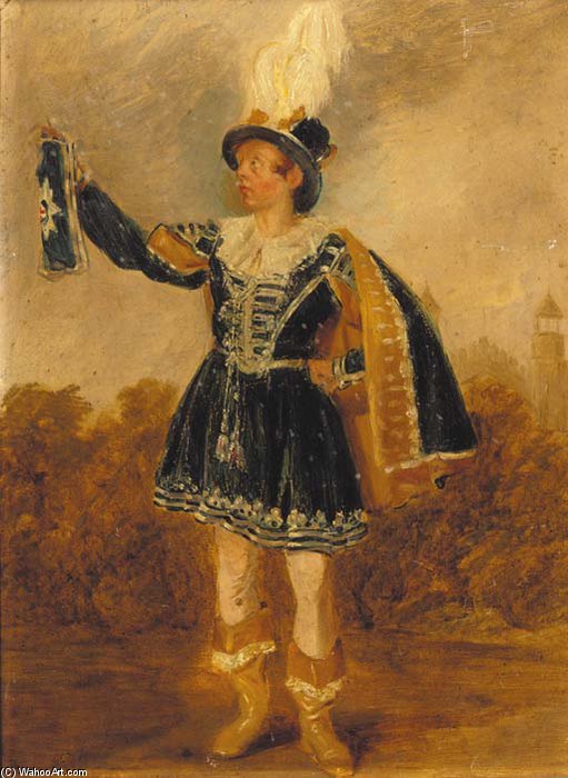Portrait Of George Goldney, Small Full-length, In Montem Costume, Eton College Beyond — Thomas George Webster