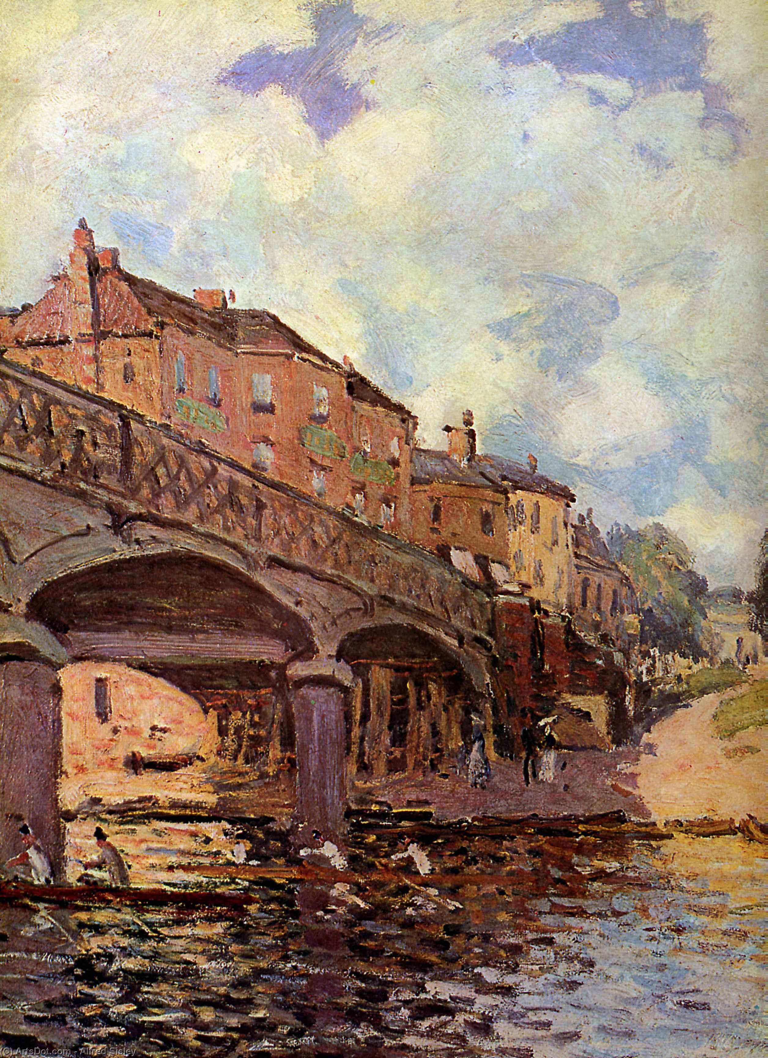 The Bridge At Hampton Sun — Alfred Sisley