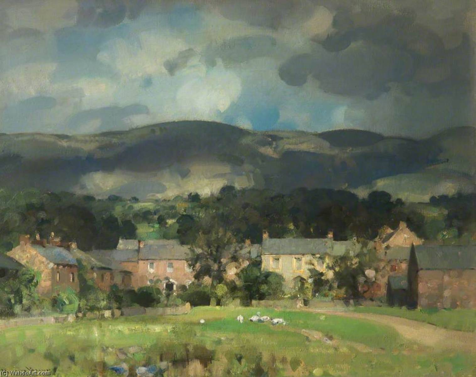 A Fellside Cumberland Village — Sir John Alfred Arnesby Brown