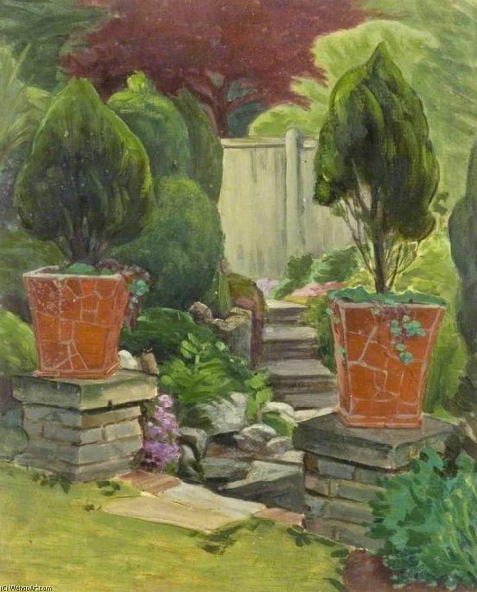 Avalon Garden With A Flowering Cherry, Bushey — Myrtle Broome