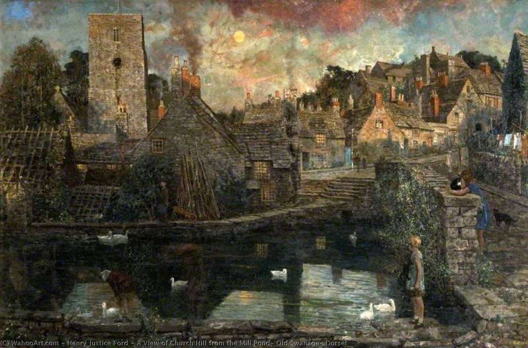 A View Of Church Hill From The Mill Pond, Old Swanage, Dorset — Henry Justice Ford