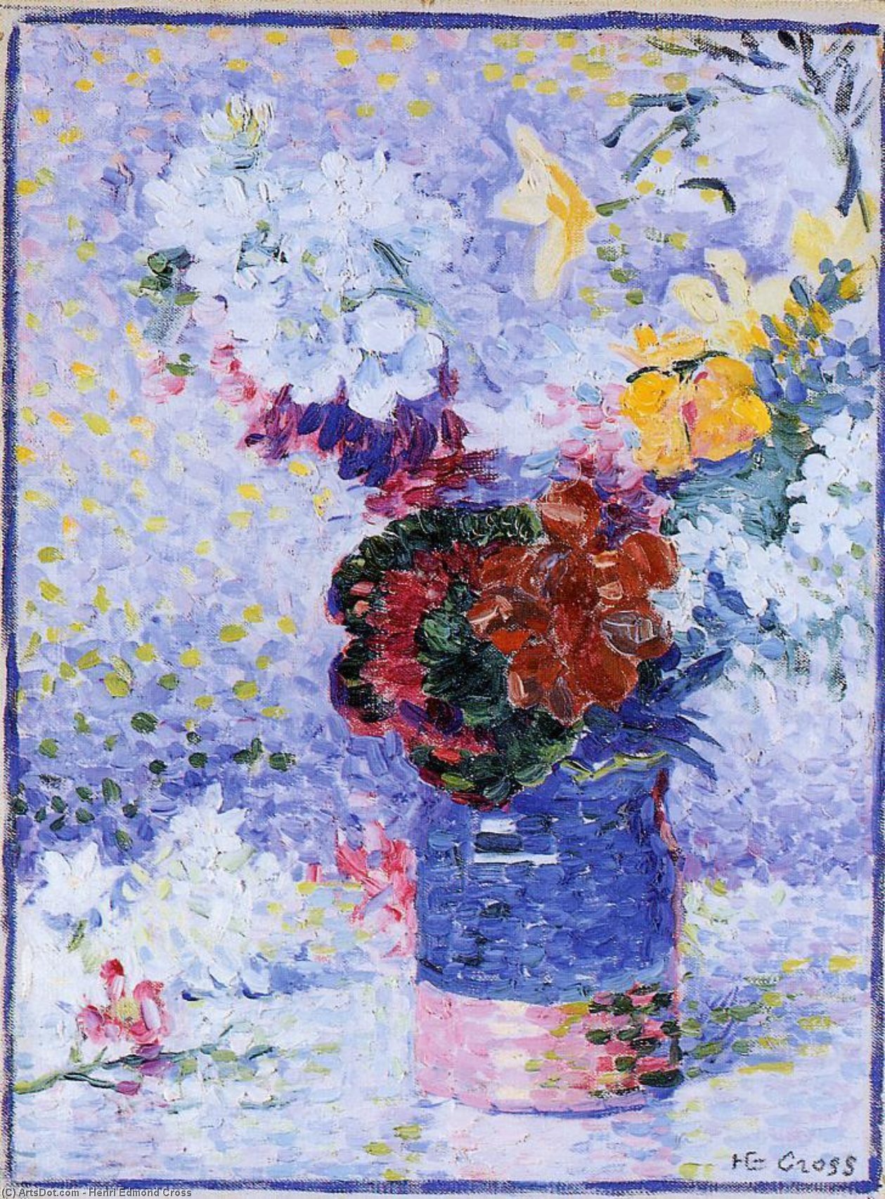 Flowers In A Glass — Henri Edmond Cross