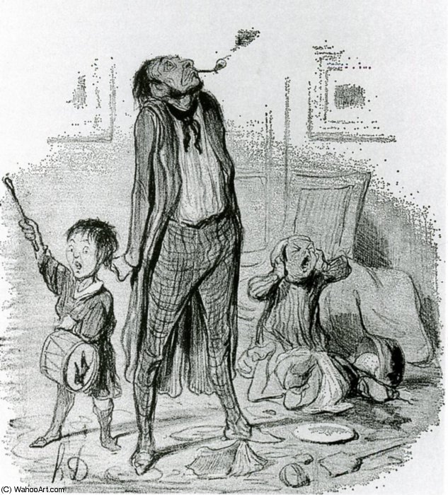Poète Classique Composant Une Églogue Sur Le Calme De La Vie Champêtre, Lithographie Traditional Poet Composing An Eclogue — Honoré Daumier