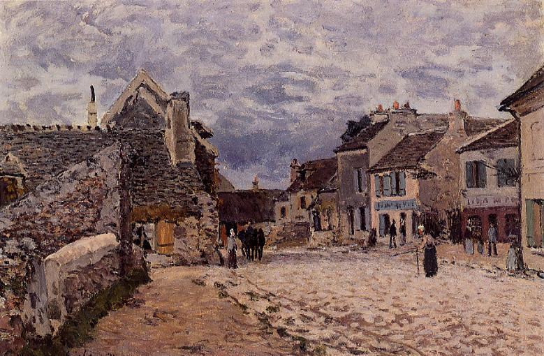 Village Street Grey Weather — Alfred Sisley