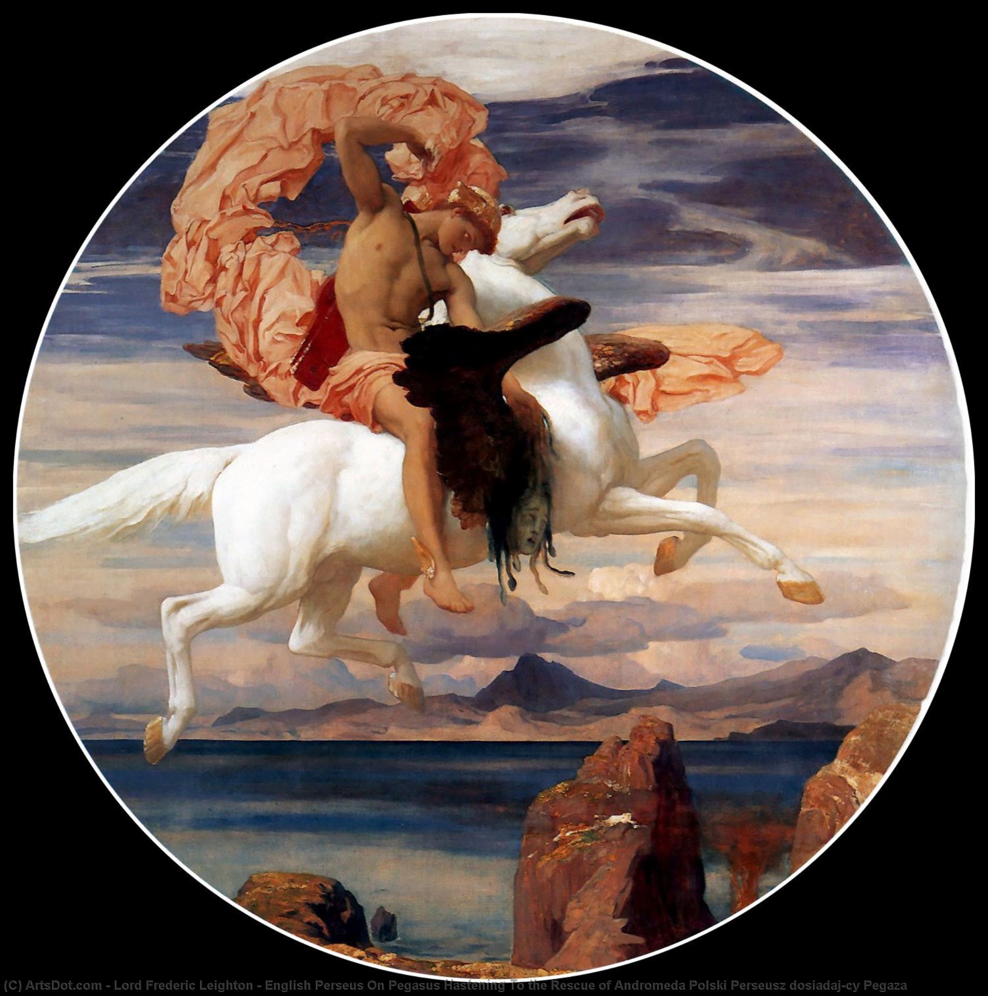 English Perseus On Pegasus Hastening To The Rescue Of Andromeda Polski Perseusz Dosiadający Pegaza — Sir Frederic Lord Leighton