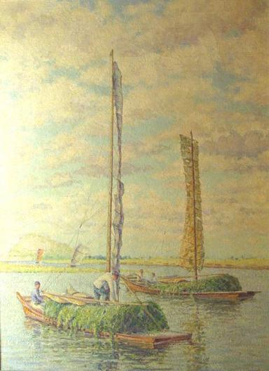 (sailboats With Seaweed Cargo), (painting) — J Stewart Carstairs