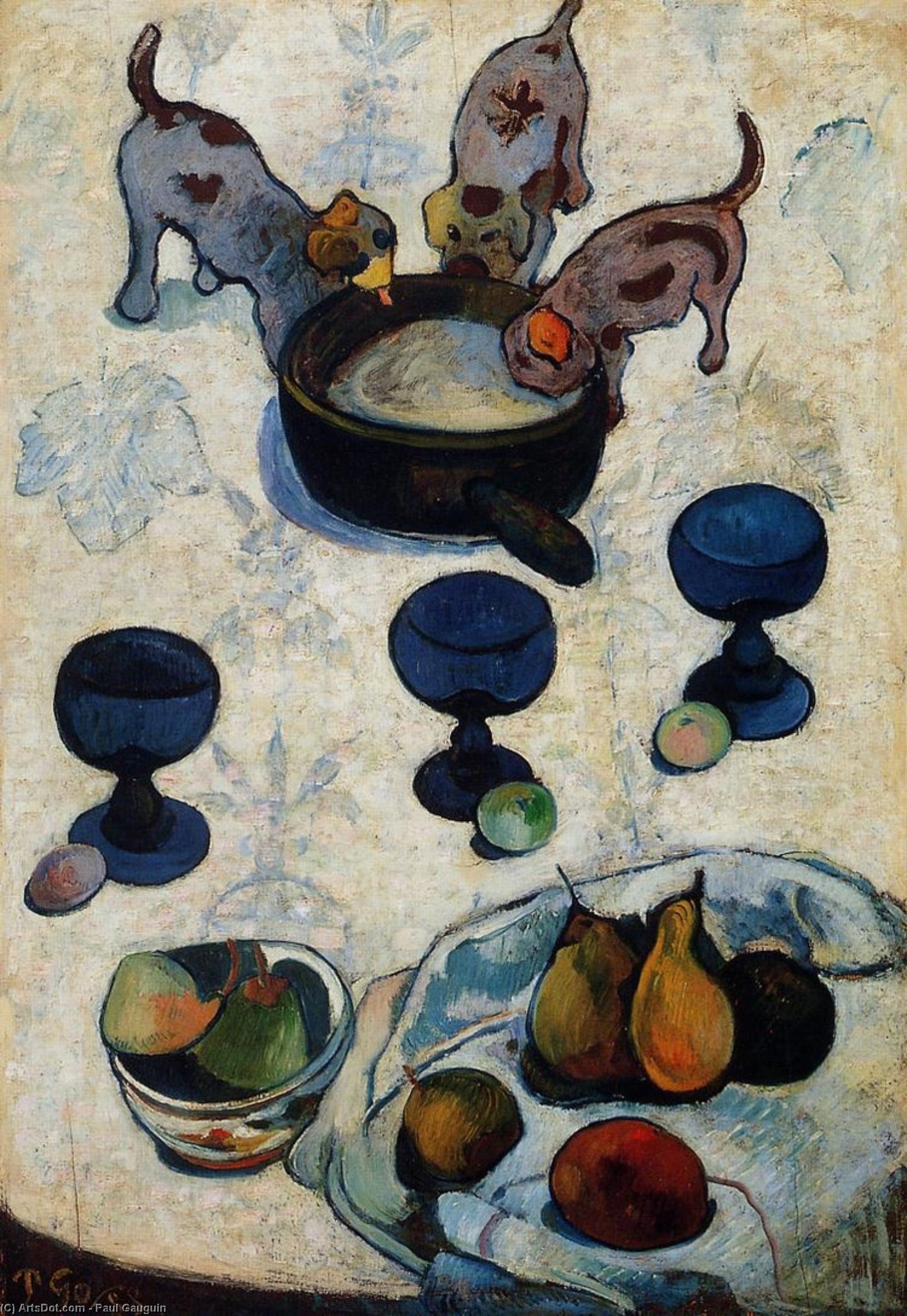 Still Life Mit Drei Hunden — Eugène Henri Paul Gauguin