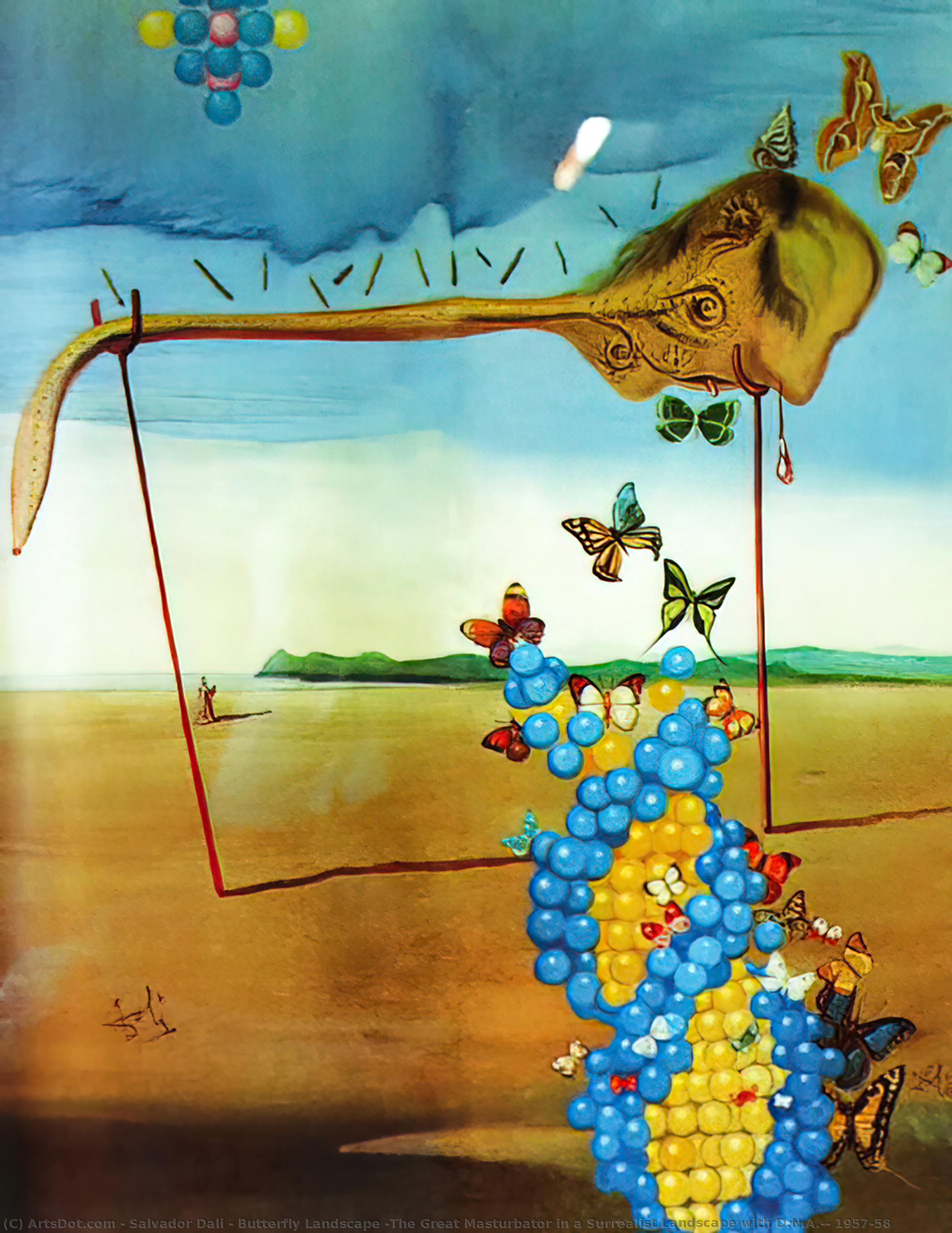 Schmetterlingslandschaft (der Große Masturbator In Einer Surrealistischen Landschaft Mit D.n.a.), 1957-58 — Salvador Dalí
