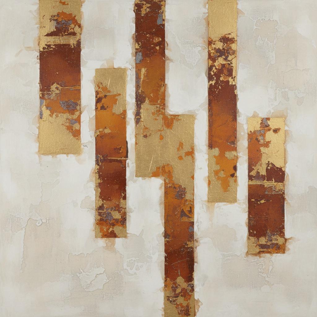 Ephemeral Pillars Of Ochre And Rust Against Time's Distressed Canvas — Christian Noiret