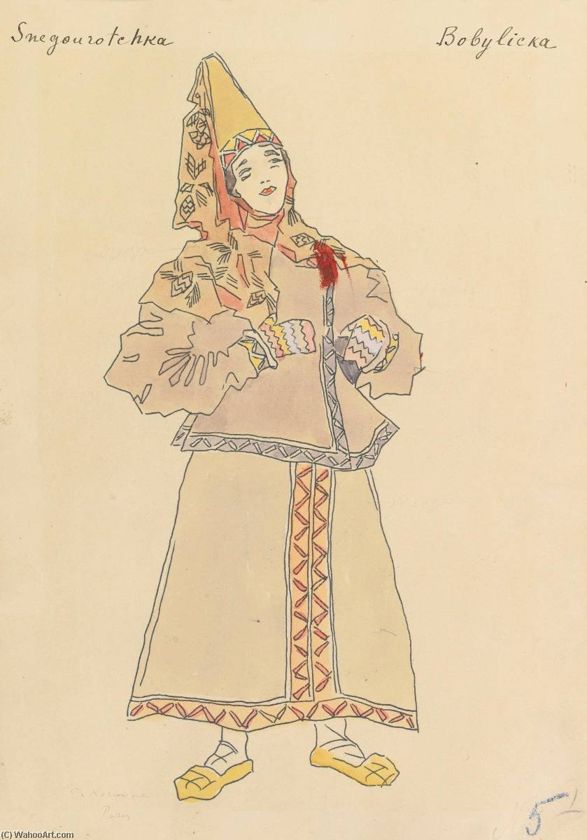 A Group Of Five Costume Designs Comprising Snegurochka And Babylichka From Snegurochka , A Tartar And Two Polovtsian Girls From Prince Igor — Konstantin Alexeievitch Korovin