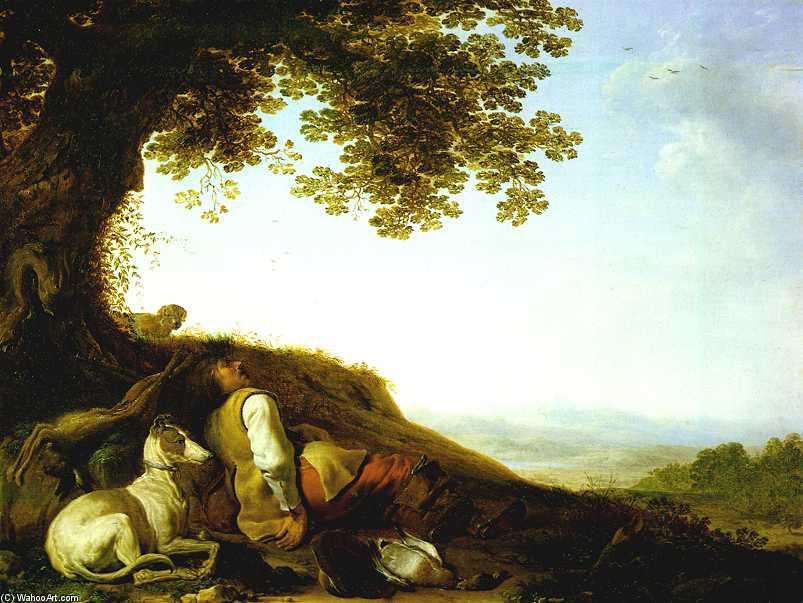 Hunter Sleeping On A Hillside — Herman Saftleven The Younger