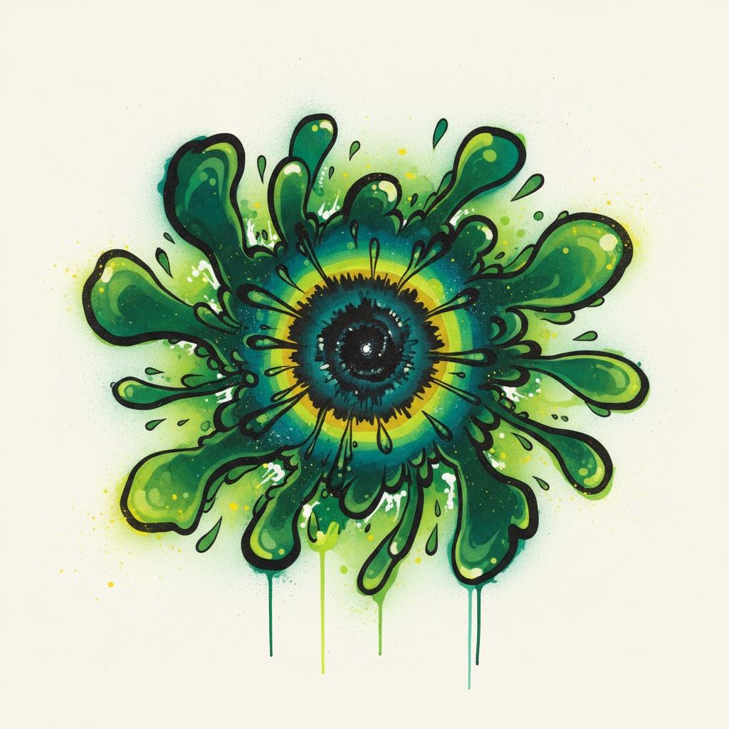 Primordial Radiance: A Spontaneous Burst Of Emerald Light And Golden Fluidity — Caroline Pelletier
