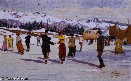 Skaters On The Ice Rink — Carlo Pellegrini