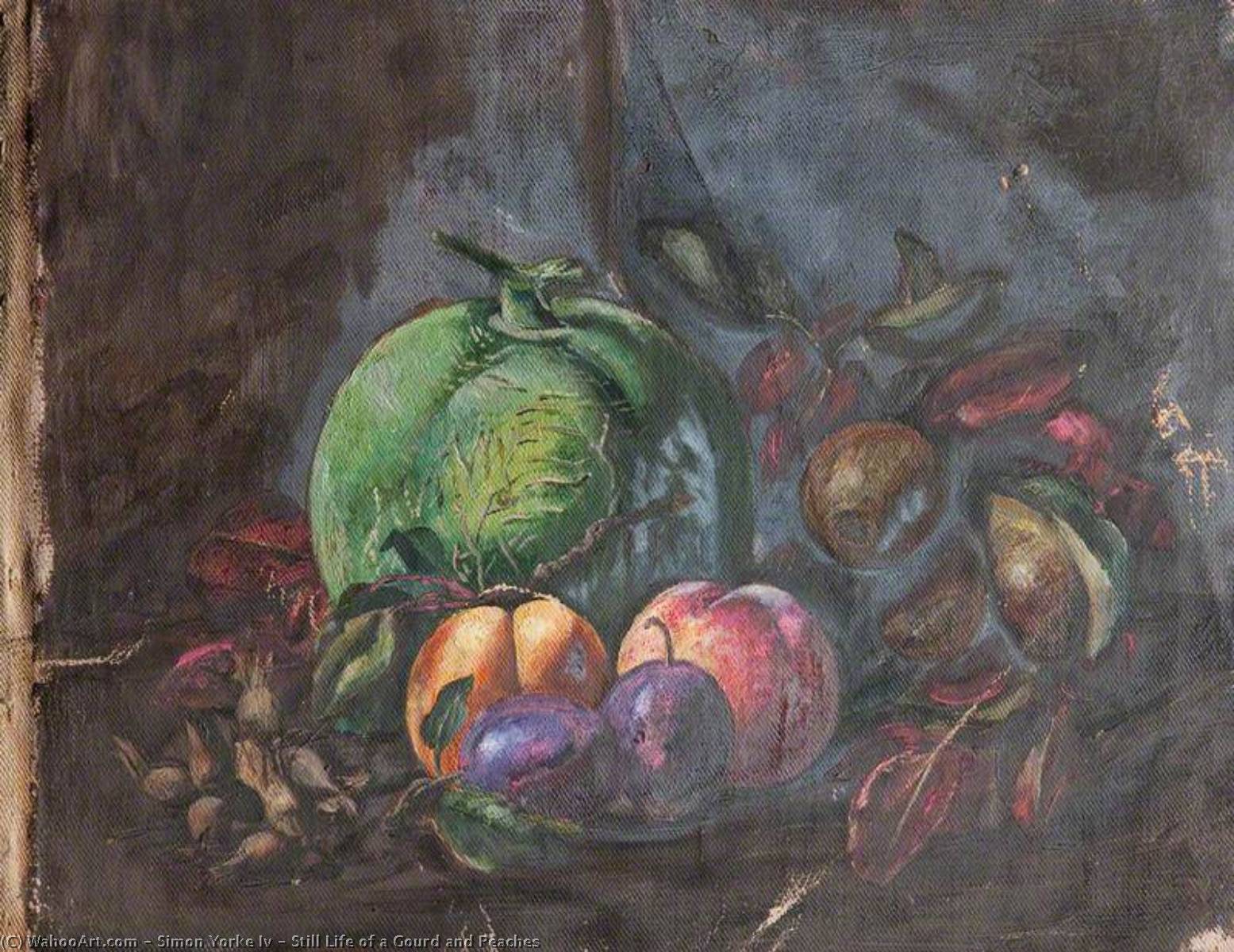 Still Life Of A Gourd And Peaches — Simon Yorke Iv