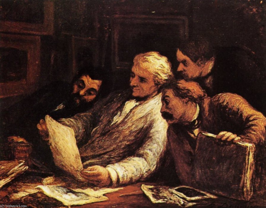 Quatre Amateur D'estampes, Huile Sur Panneau Four Amateur Of Prints, Oils On Panel — Honoré Daumier