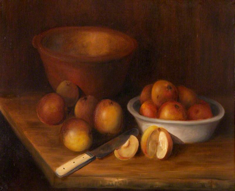 Still Life Of Apples With Bowls And A Knife — Rosalie Chichester