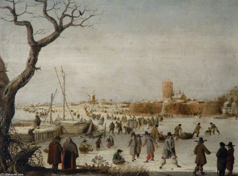Winter Landscape With Skaters On A River — Barend Avercamp (barend Petersz)