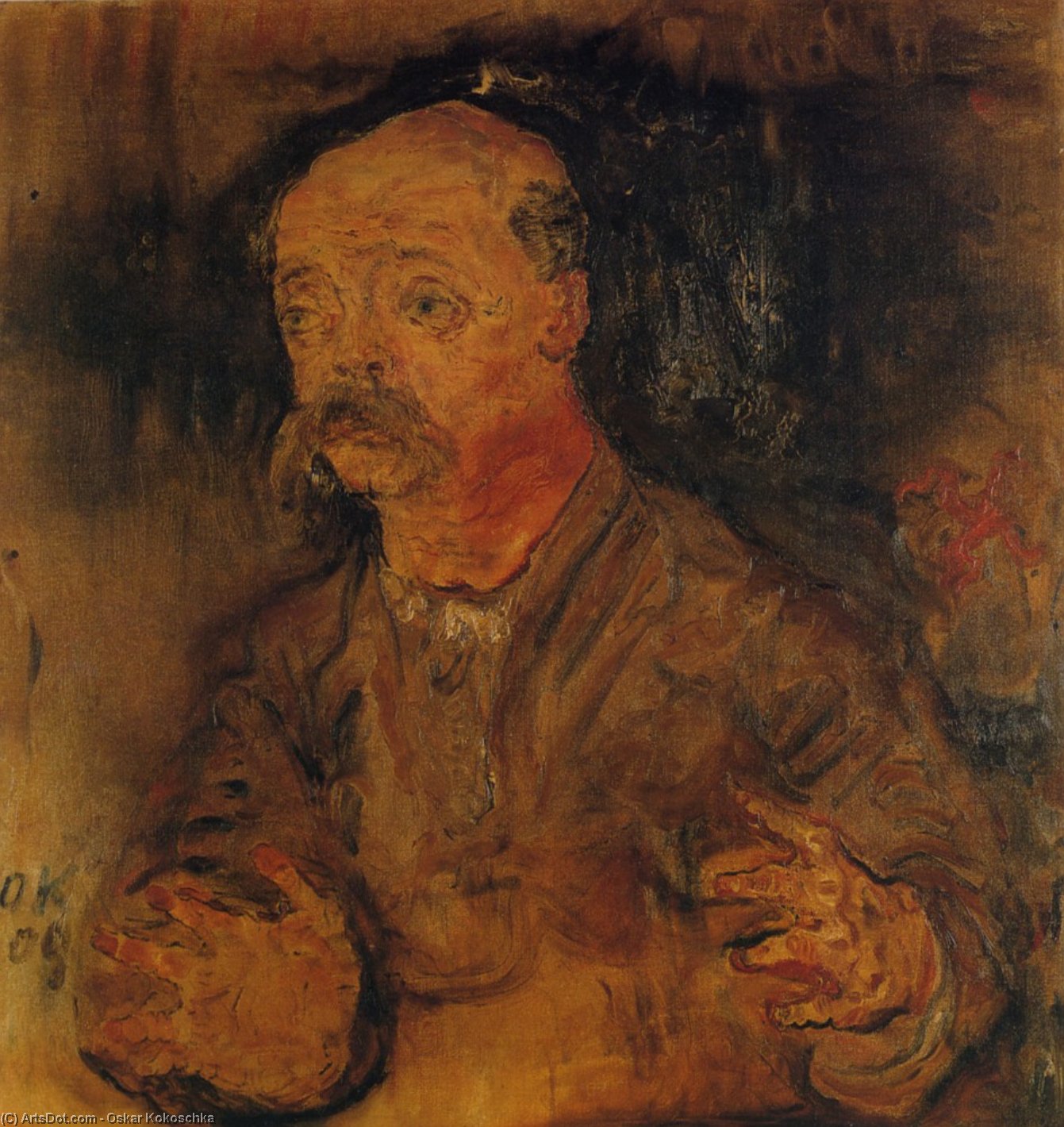 Peter Altenberg, Huile Sur Toile, — Oskar Kokoschka