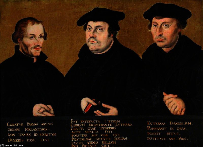 Philip Melanchthon, Martin Luther And Johann Bugenhagen , Called Dr Pommer — Lucas Cranach The Elder