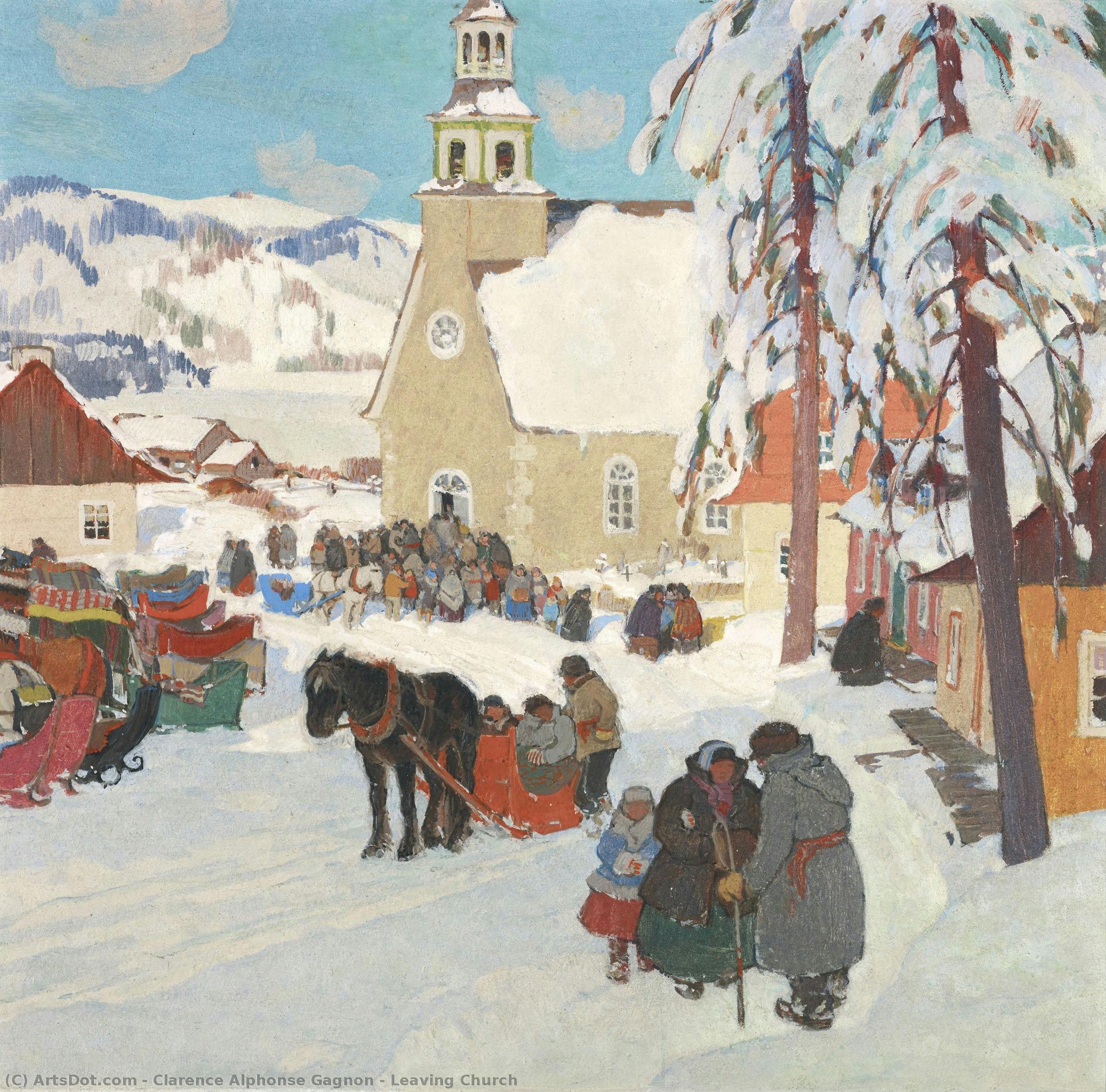 Leaving Church — Clarence Alphonse Gagnon