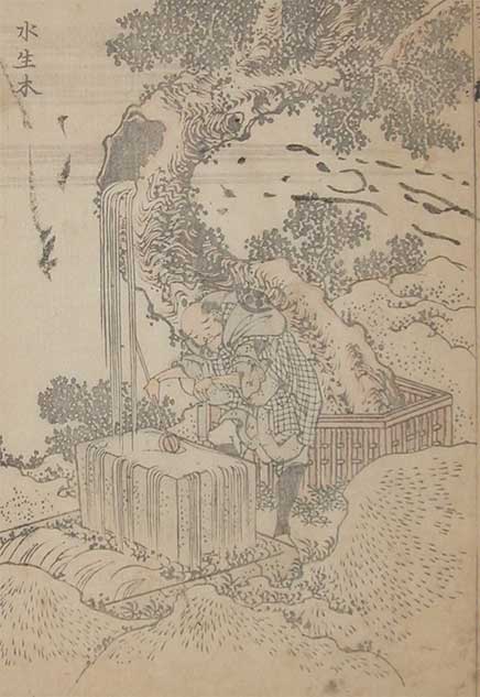 Water Falling From The Tree — Хокусаи Кацушика