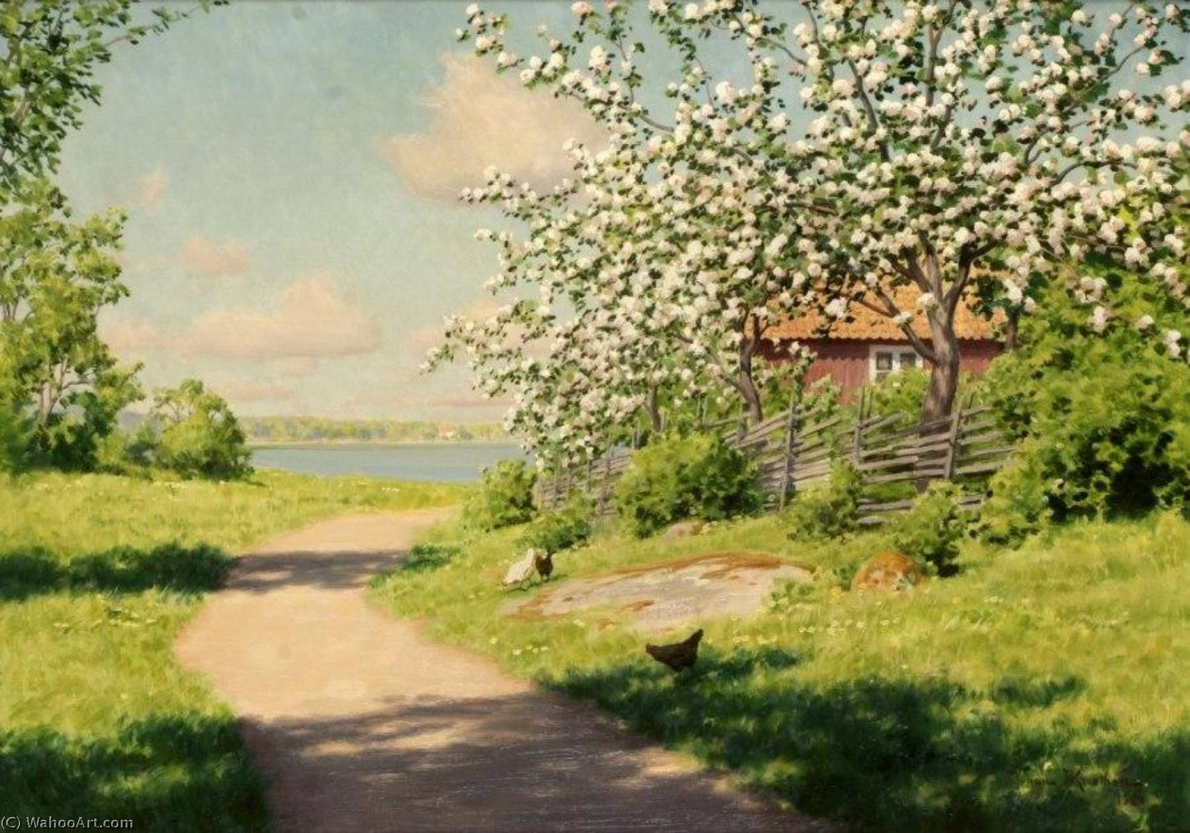 Hens In Summer Landscape — Johan Krouthén