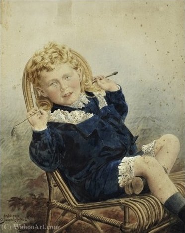 Portrait Of A Boy Holding A Riding Crop , Ca. (1865) — Henry James Johnstone