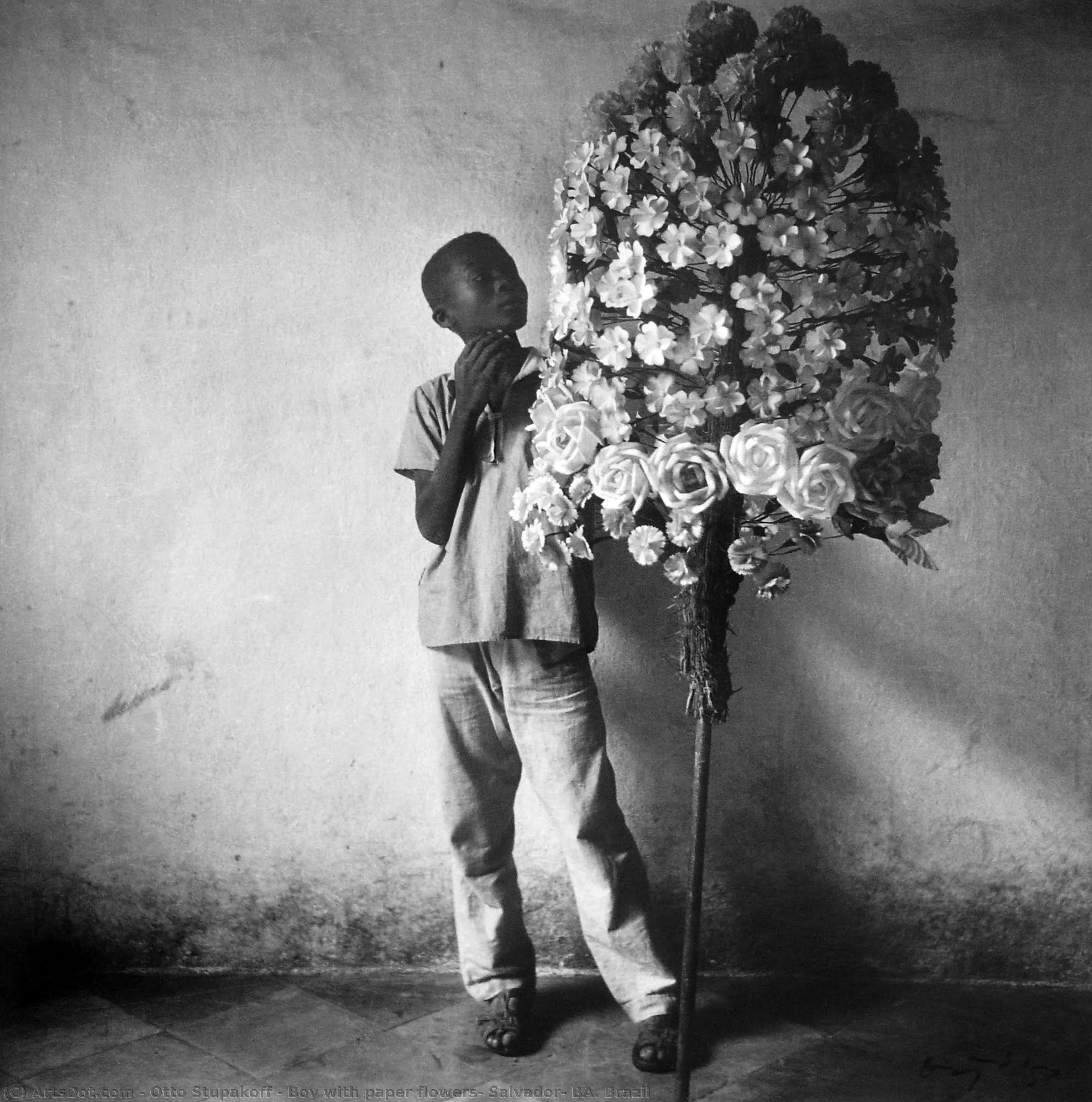 Boy With Paper Flowers, Salvador, Ba. Brazil — Otto Stupakoff