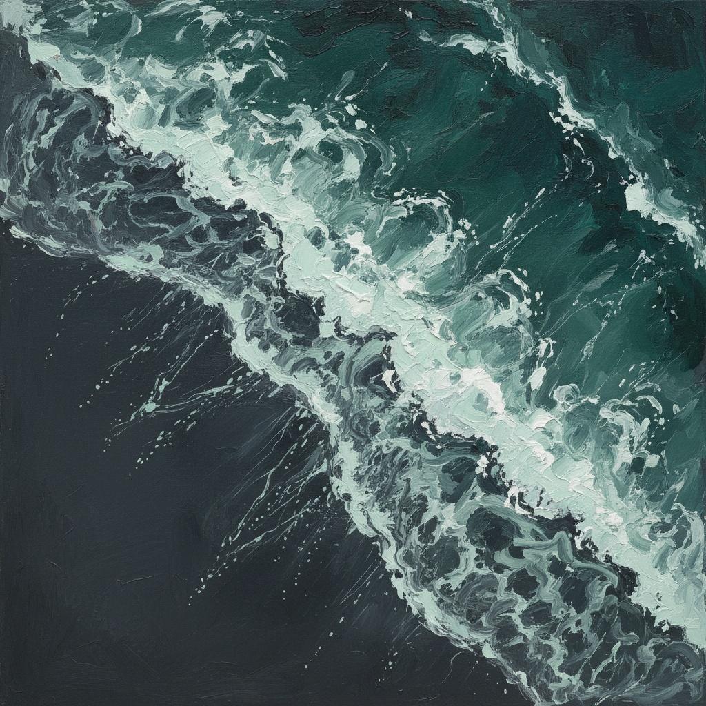 Ephemeral Surge Of The Midnight Tide In Sculptural Impasto Monochrome — Christian Noiret
