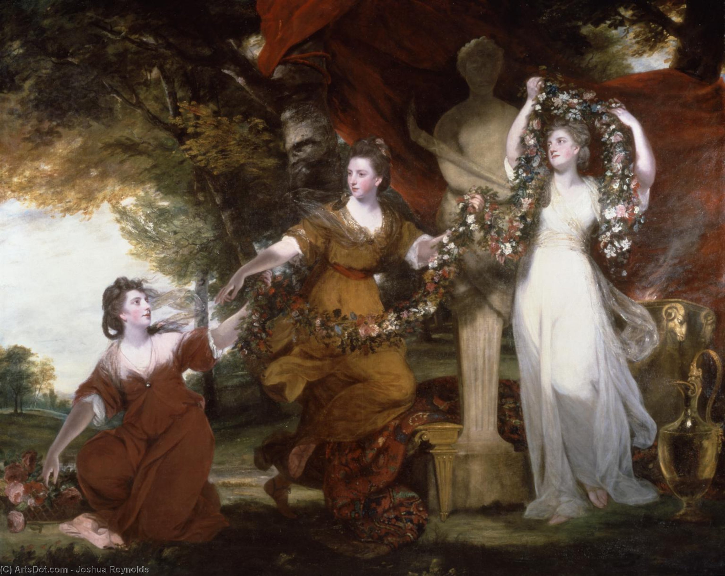Three Ladies Adorning A Term Of Hymen — Sir Joshua Reynolds