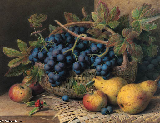 Still Life With A Basket Of Grapes — William Hough