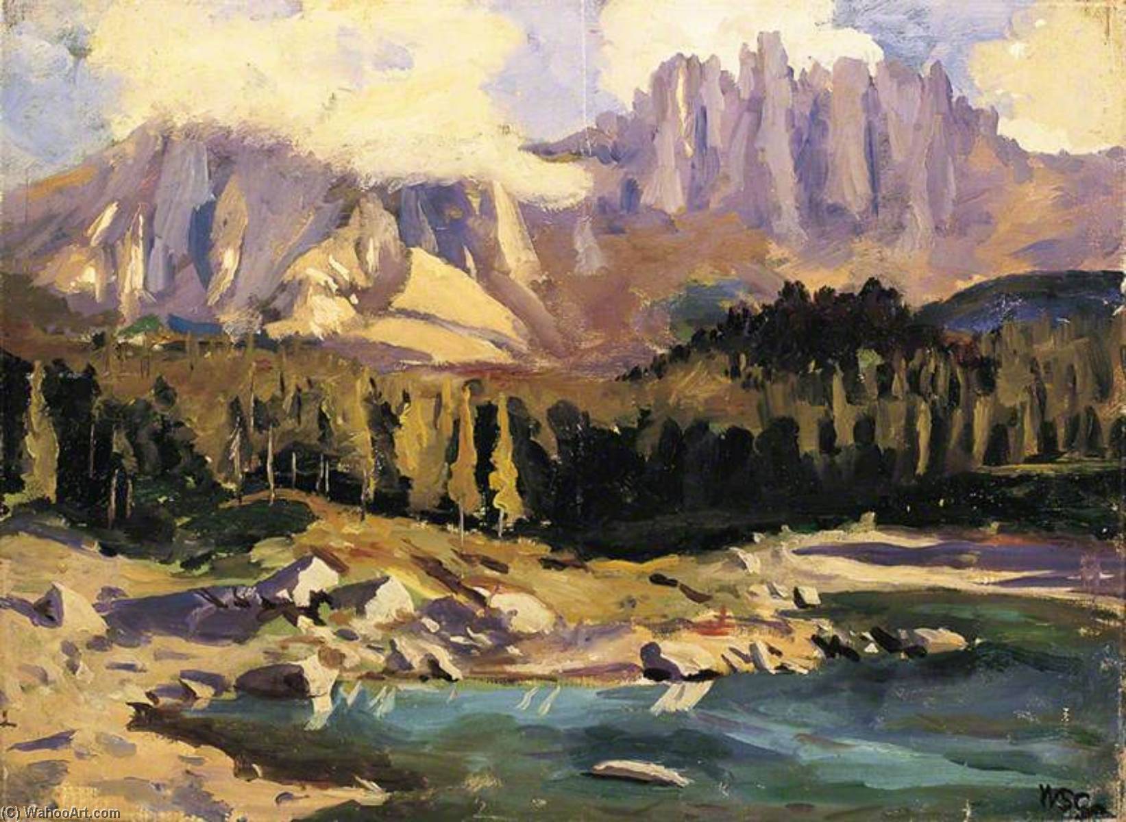 Lake Carezza With The Dolomites In The Distance (i) — Winston Spencer Churchill