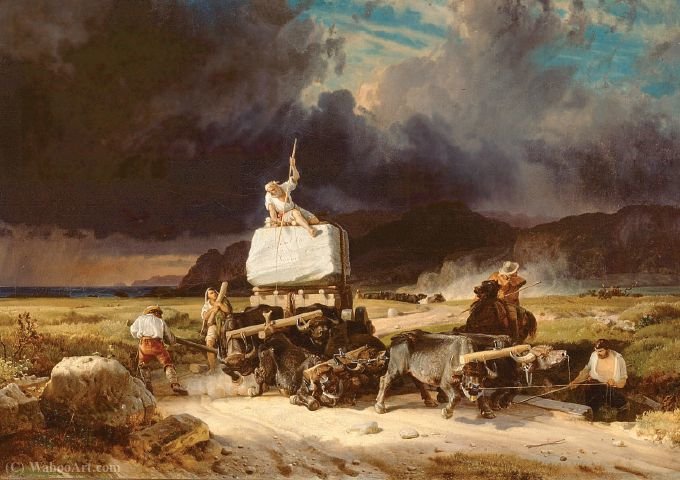 Transporting Marble To The Sculptor Thorvaldsen In Rome — Friedrich Nerly