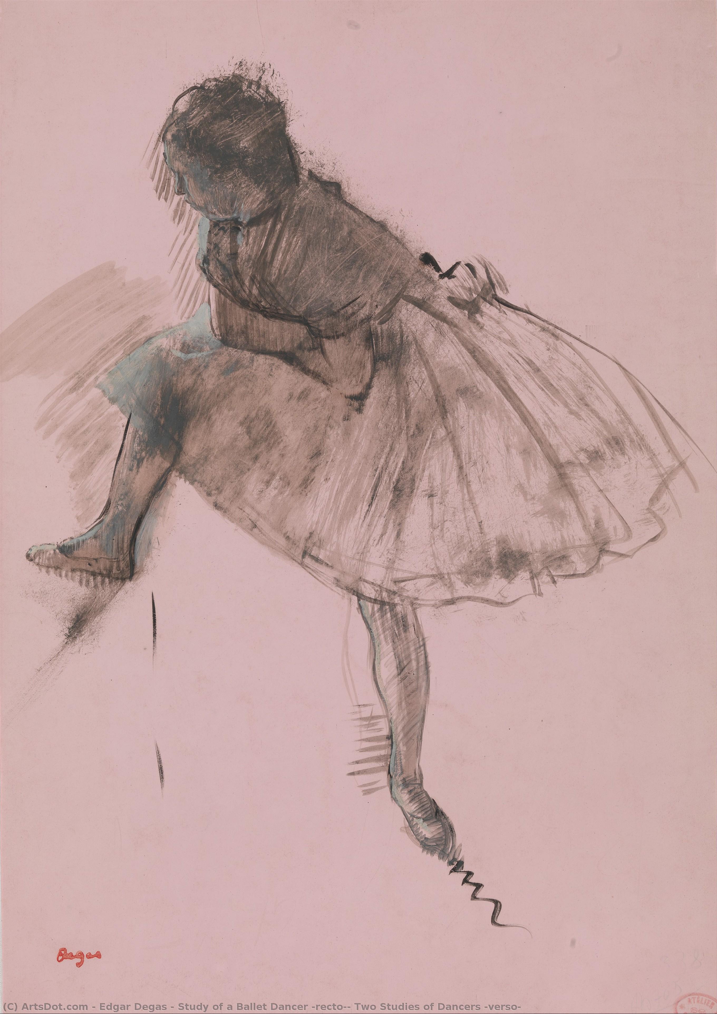 Estudio De Un Bailarín (recto); Dos Estudios De Bailarinas (verso) — Hilaire-germain-edgar Degas