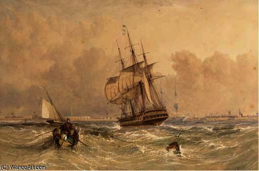 Frigates And A Cutter At Spithead — アドルフス・ネル