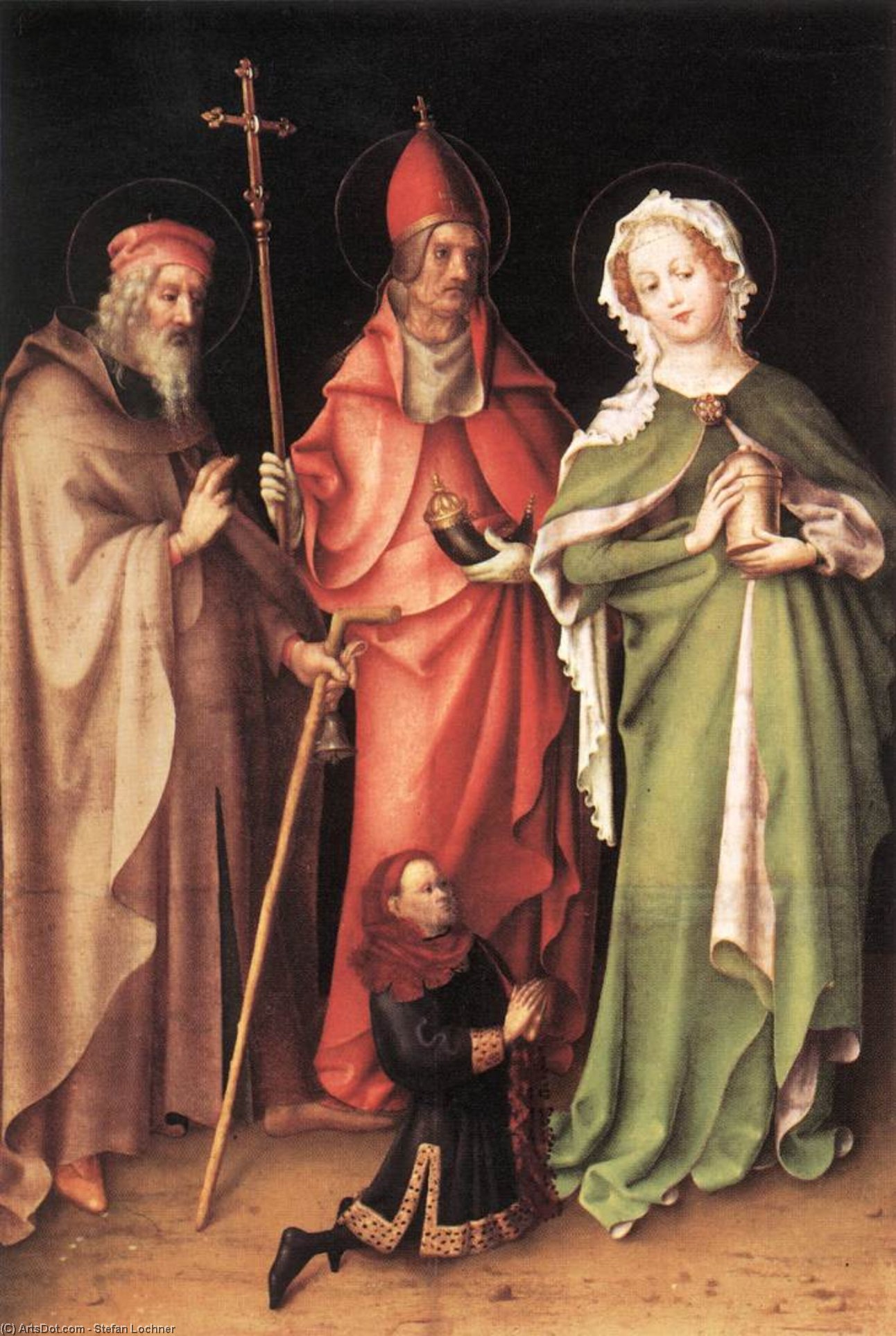 Sts Anthony The Hermit, Cornelius And Mary Magdalen With A Donor — Stephan Lochner