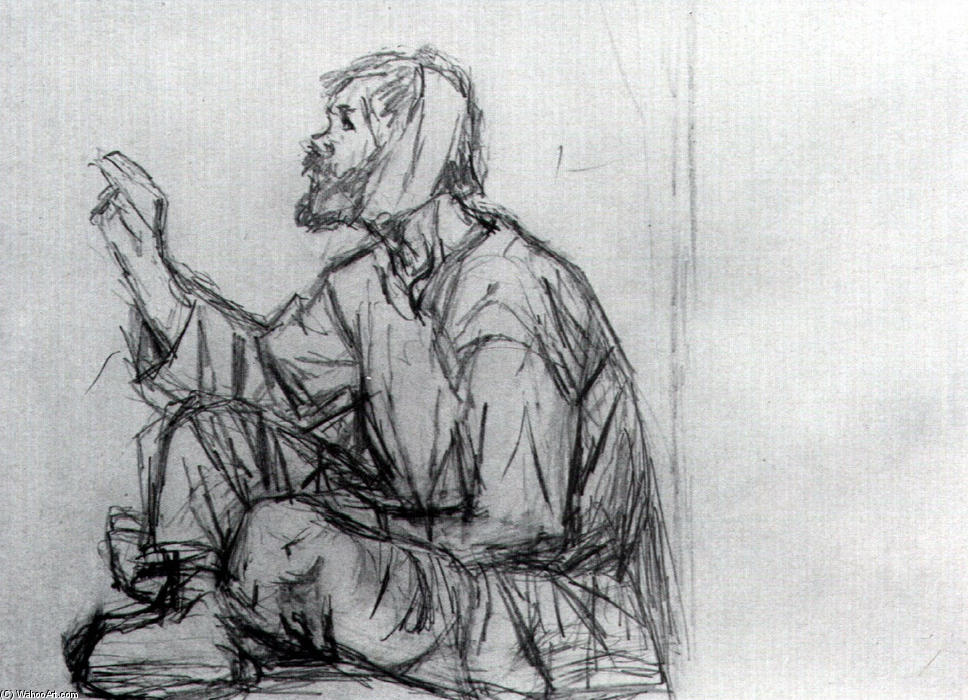 Whacky, Seated On The Ground (study To ''boyarynya Morozova'') — Vasily Ivanovich Surikov