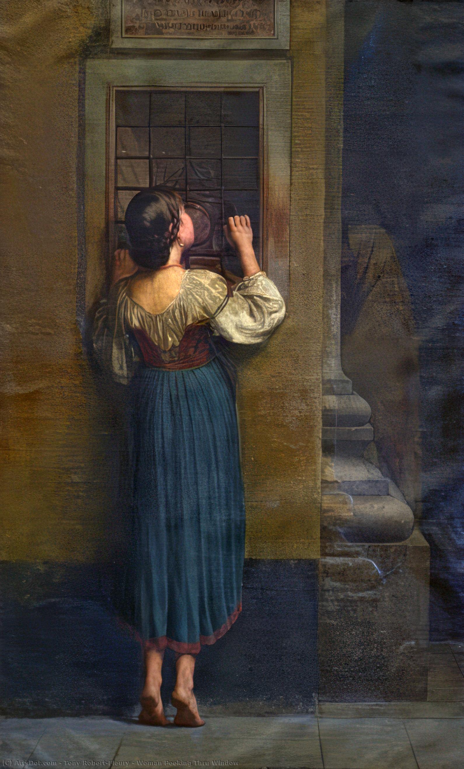 Woman Peeking Thru Window — Tony Robert-fleury