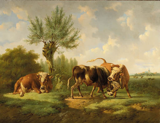 Bulls Fighting — Albertus Verhoesen
