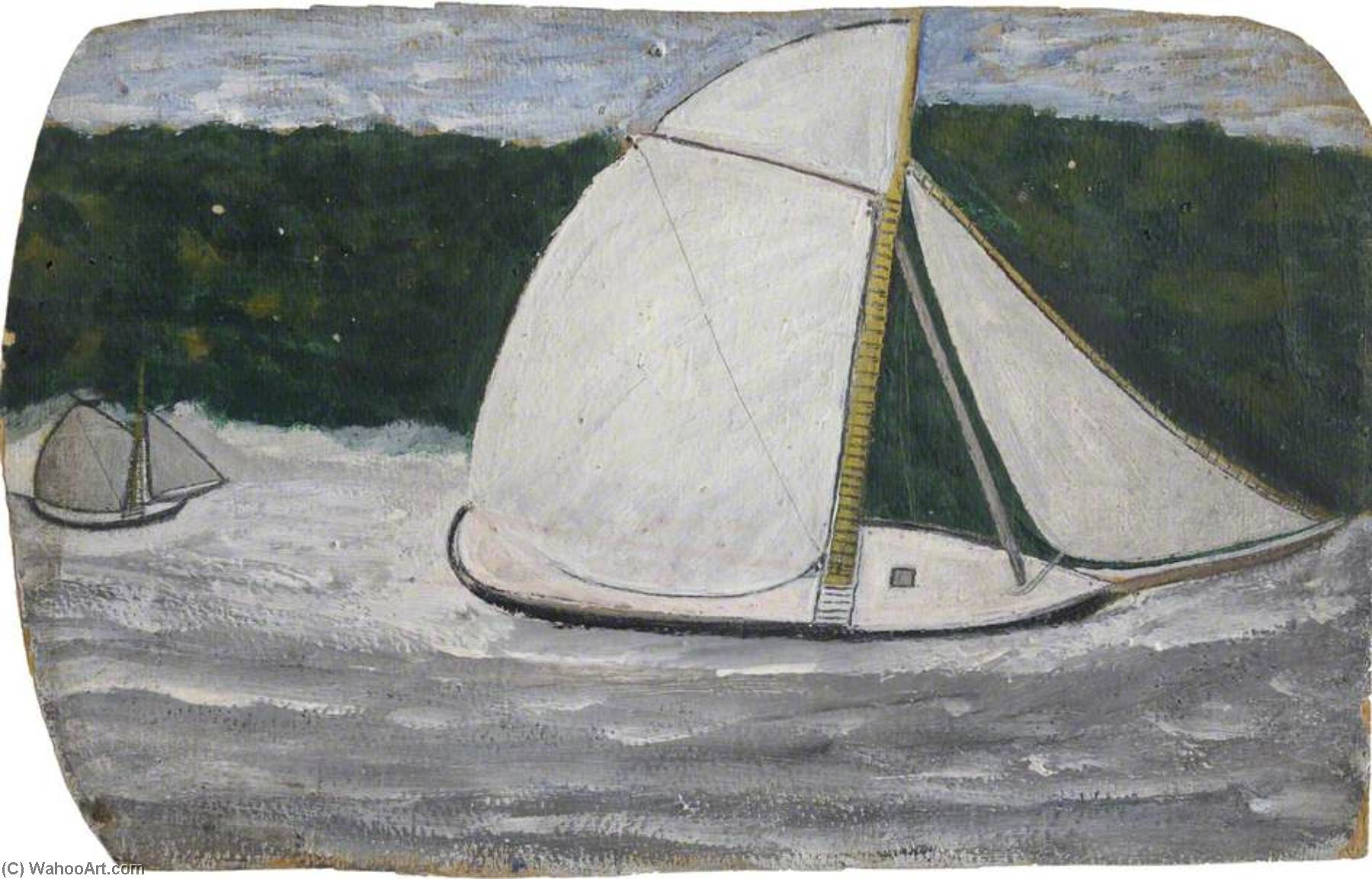 Boat With A Yellow Mast In Full Sail (recto) — Alfred Wallis
