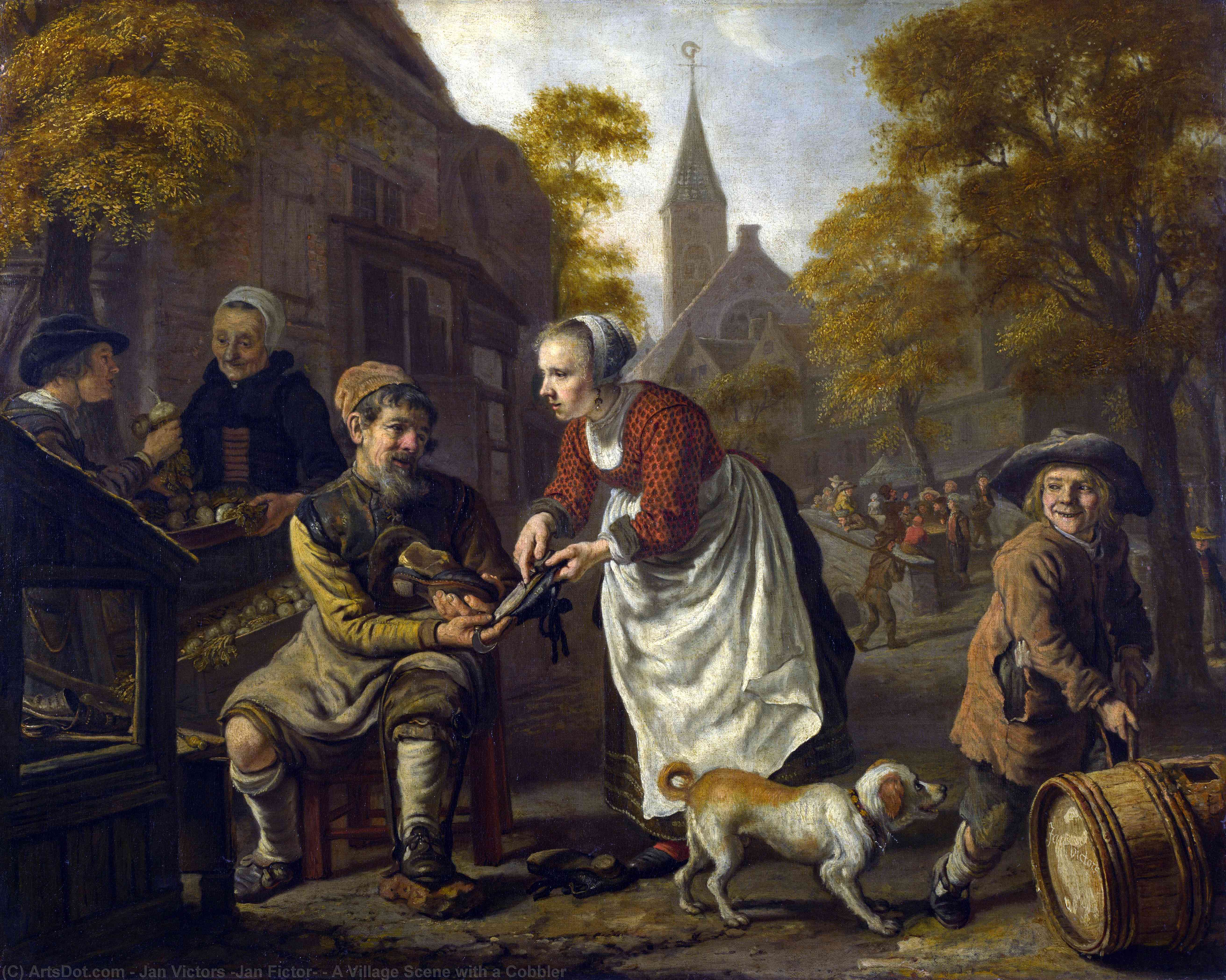 A Village Scene With A Cobbler — Jan Victors