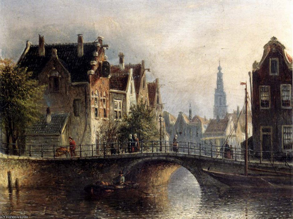 Johannes Franciscus Capricio Sunlit Townviews In Amsterdam — Jan Jacob Coenraad Spohler