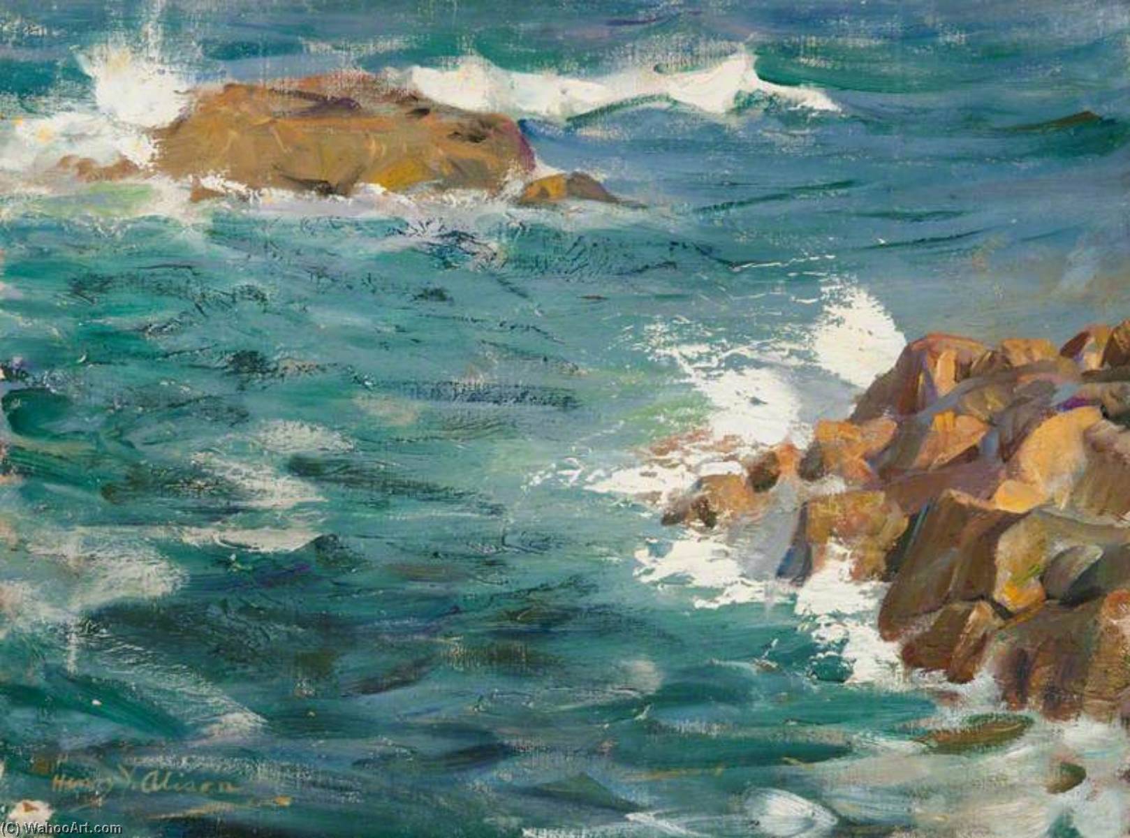 Seascape With Rocks — Henry Young Alison