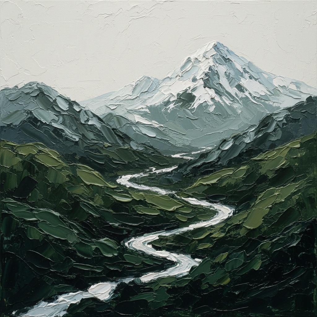 Ethereal Solitude: A Sculptural Study Of Silent Peaks And Winding River Shadows — David Moreau
