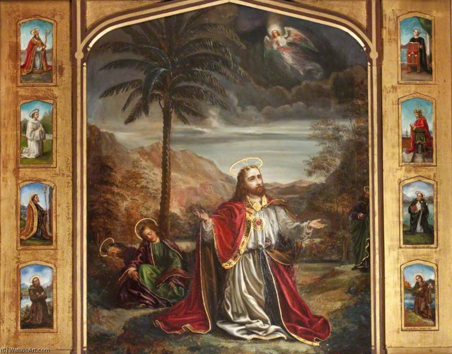 Christ In The Garden Of Gethsemane Surrounded By Eight Figures Of Saints — Rebecca Dulcibella Orpen