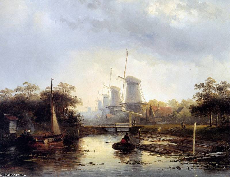 Summerlandscape With Mills Sun — Charles Henri Joseph Leickert